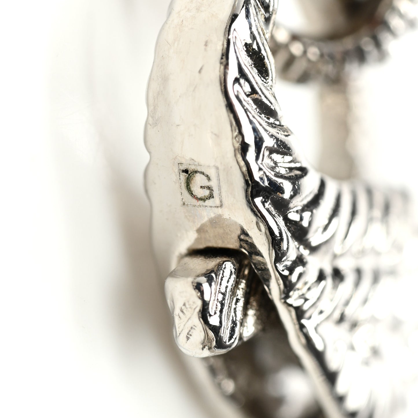 Pearl Strass Resin Embellished Double G Necklace Silver