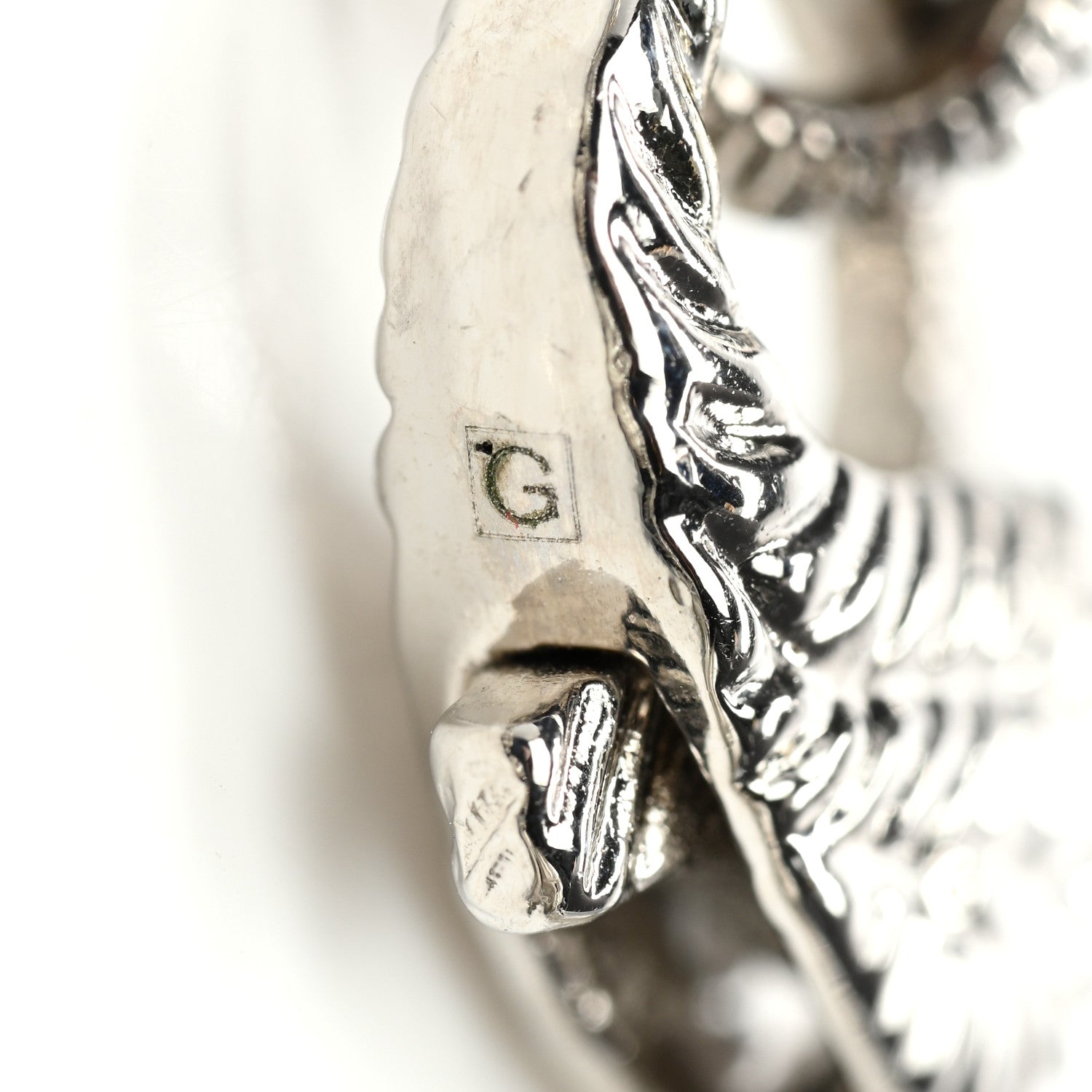 Gucci Pearl Strass Resin Embellished Double G Necklace Silver 5 of 7