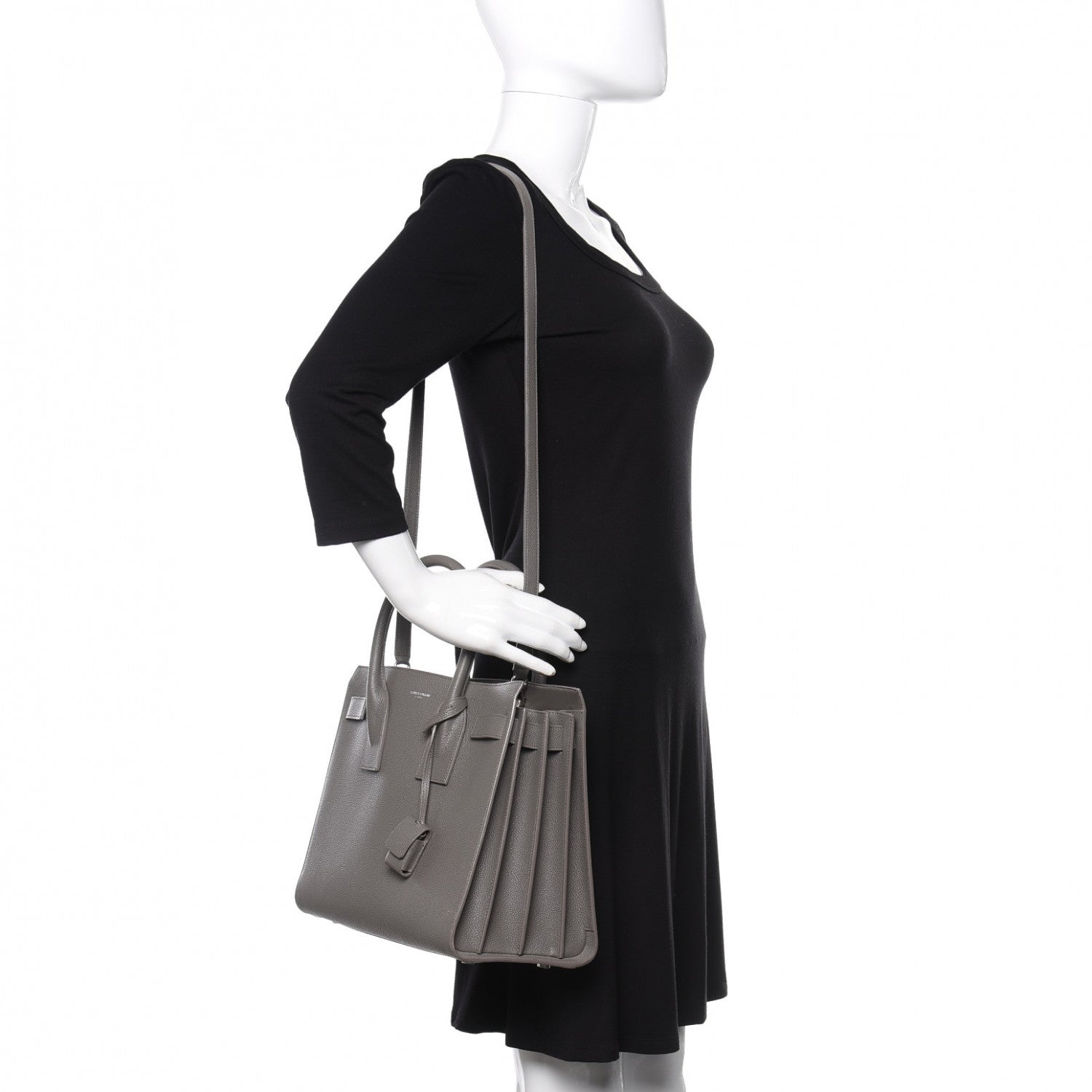 Saint Laurent Grained Calfskin Small Sac De Jour Fog 2 of 13