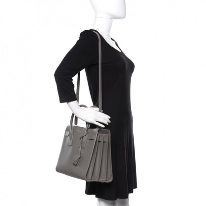 Saint Laurent Grained Calfskin Small Sac De Jour Fog 2 of 13