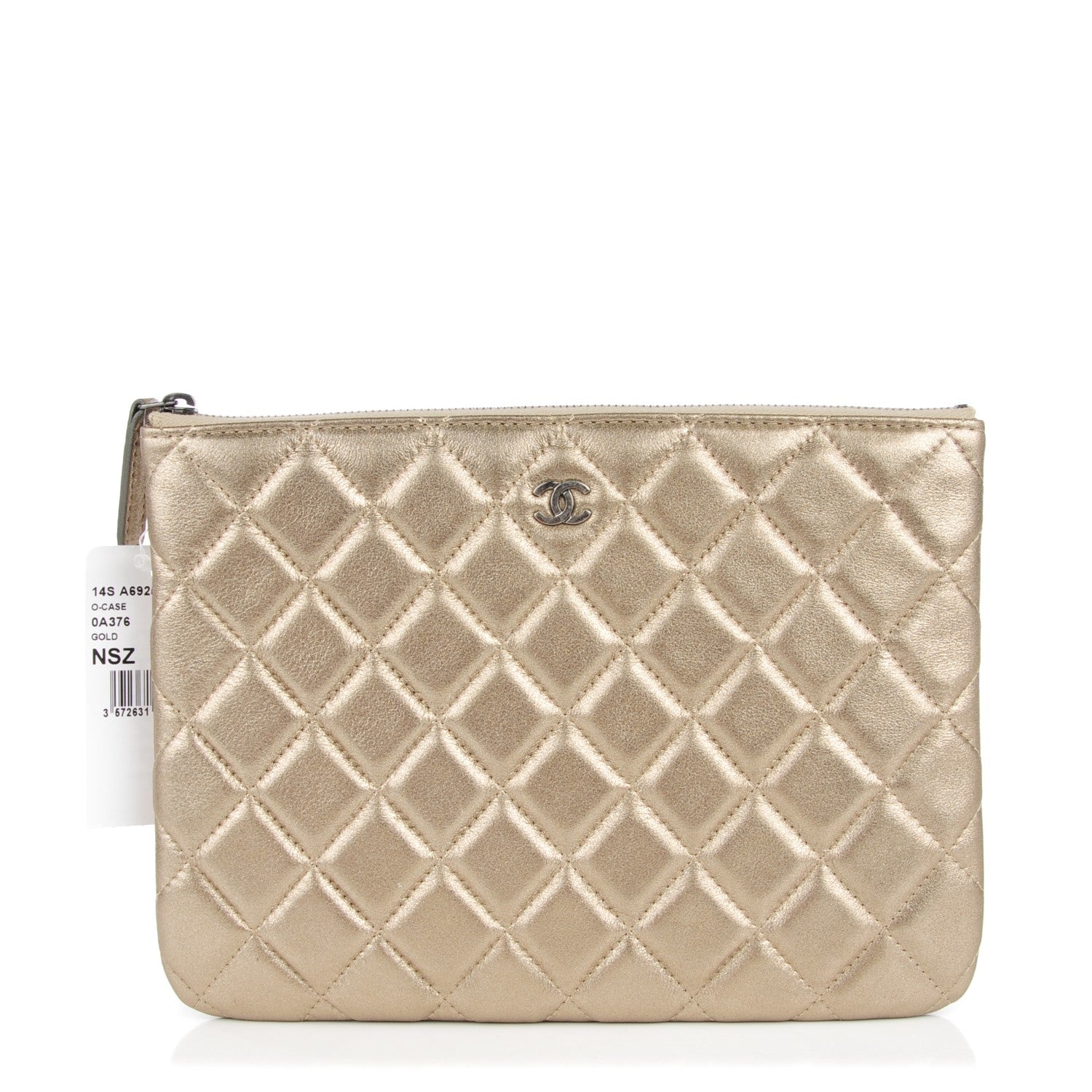 Chanel Metallic Lambskin Quilted Medium Cosmetic Case Gold 1 of 7