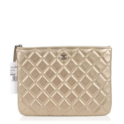 Chanel Metallic Lambskin Quilted Medium Cosmetic Case Gold 1 of 7