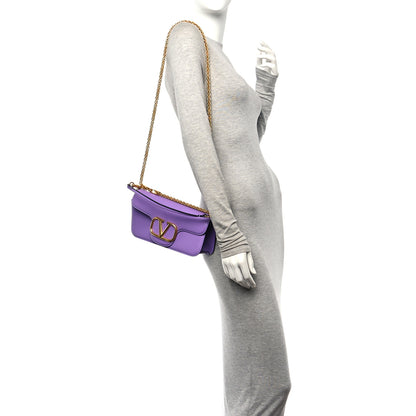 Valentino Garavani Calfskin Vlogo Loco Shoulder Bag Glicine 2 of 9