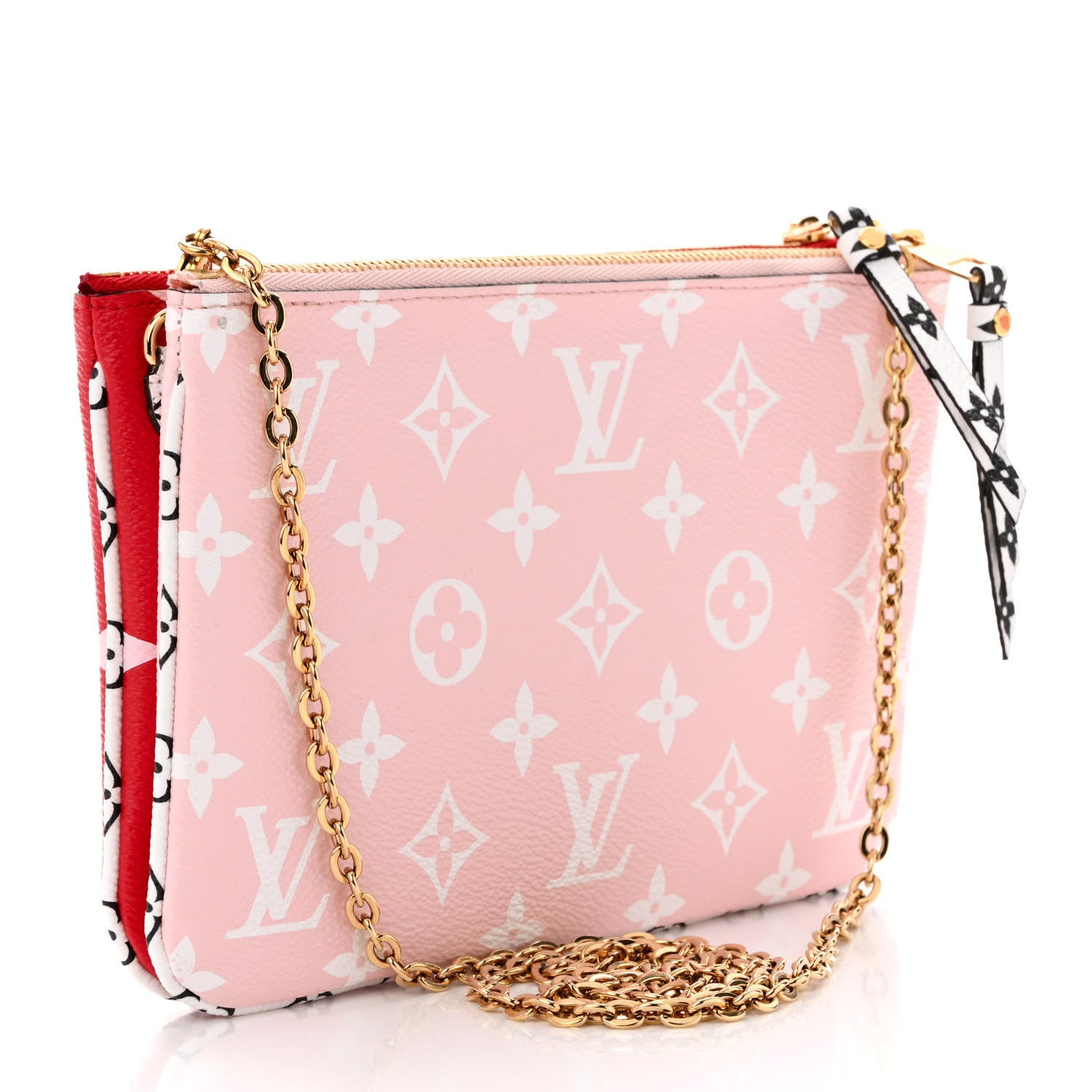 Louis Vuitton Monogram Giant Double Zip Pochette Rouge 3 of 10