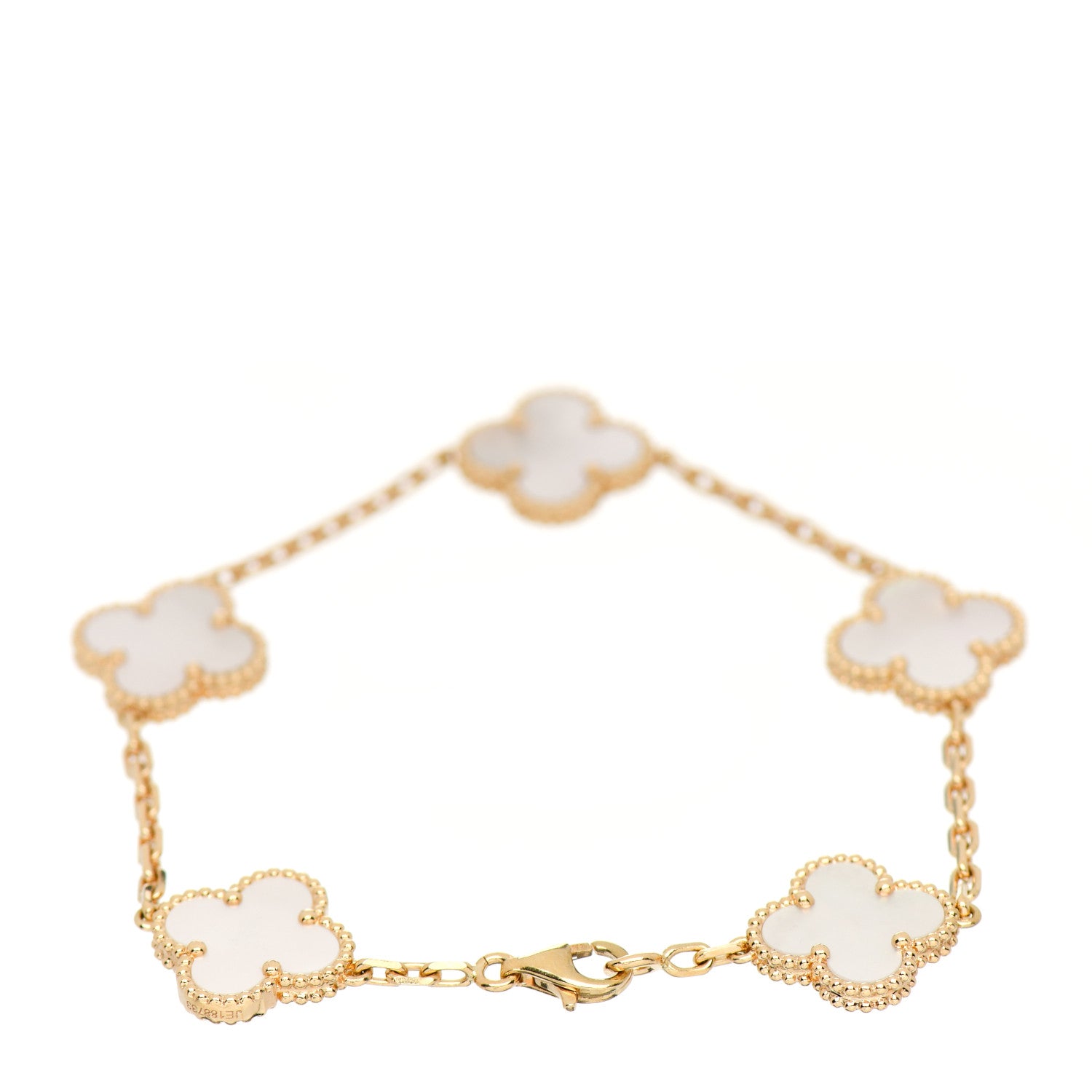 Van Cleef & Arpels 18K Yellow Gold Mother of Pearl 5 Motifs Vintage Alhambra Bracelet 3 of 5