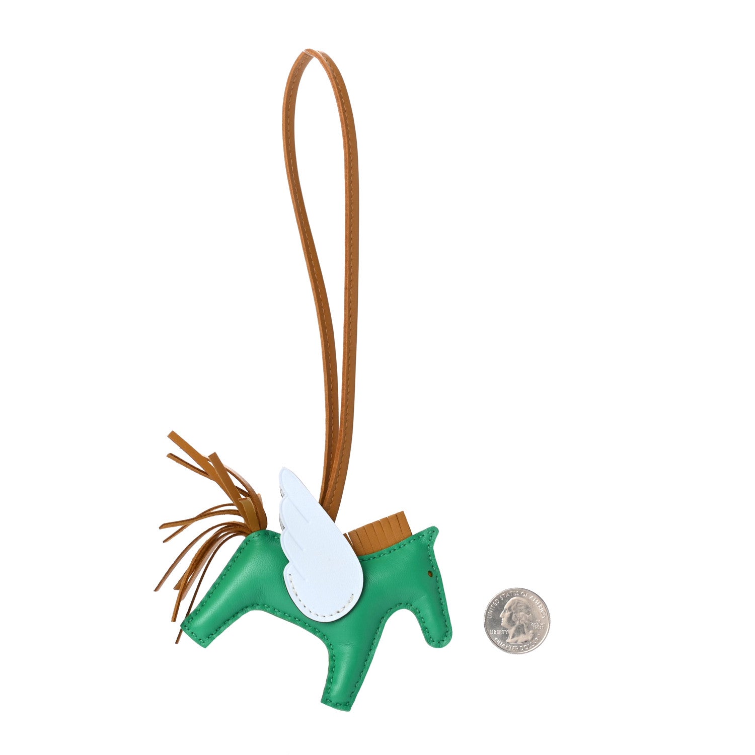 Hermes Milo Lambskin Grigri Rodeo Pegase Horse Bag Charm PM Menthe Sesame Bleu Brume 2 of 4