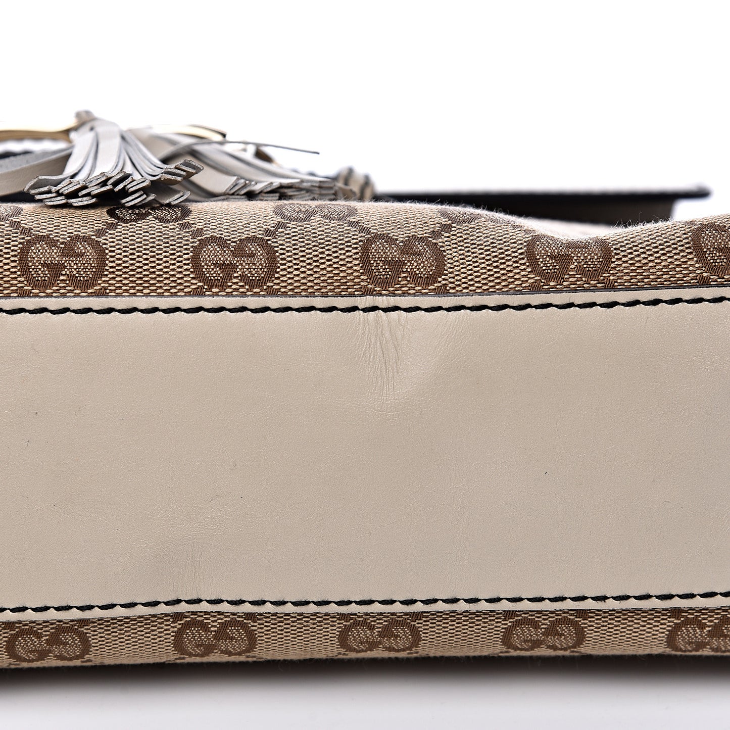 Monogram Margaux Calfskin Medium Emily Chain Shoulder Bag Beige Ebony Mystic White