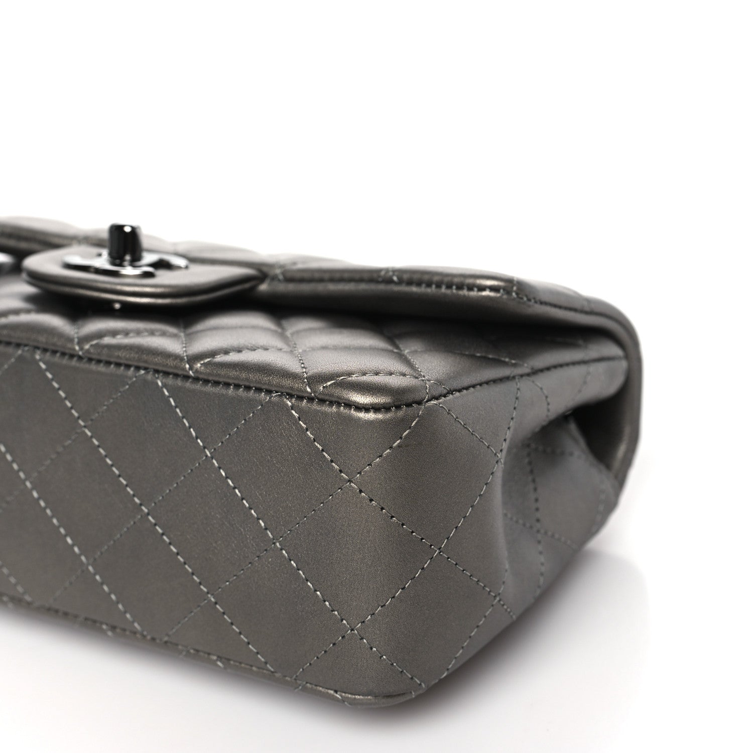 Chanel Metallic Calfskin Quilted Mini Rectangular Flap Ruthenium 10 of 11
