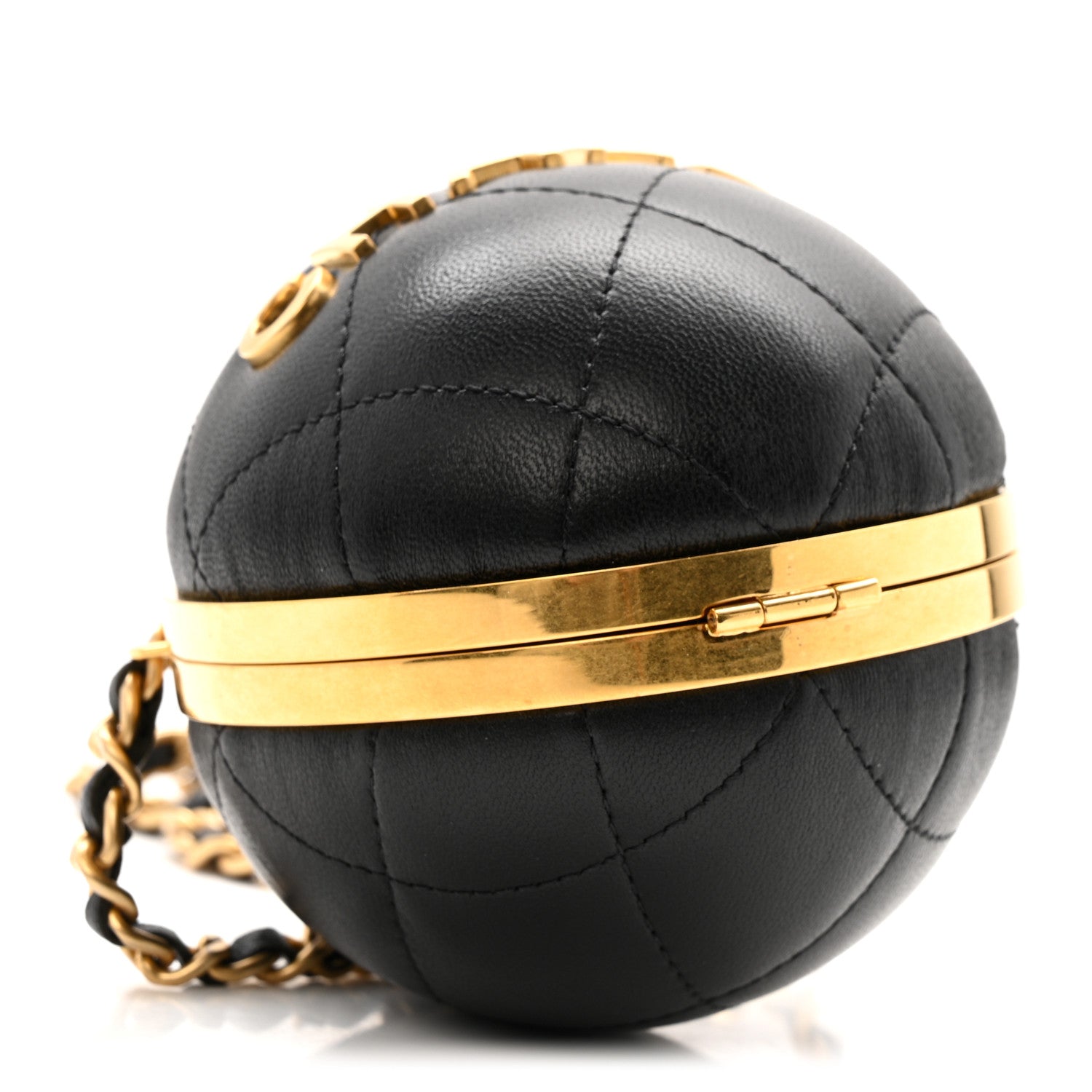 Chanel Lambskin Quilted Sphere Minaudiere Chain Clutch Black 6 of 21