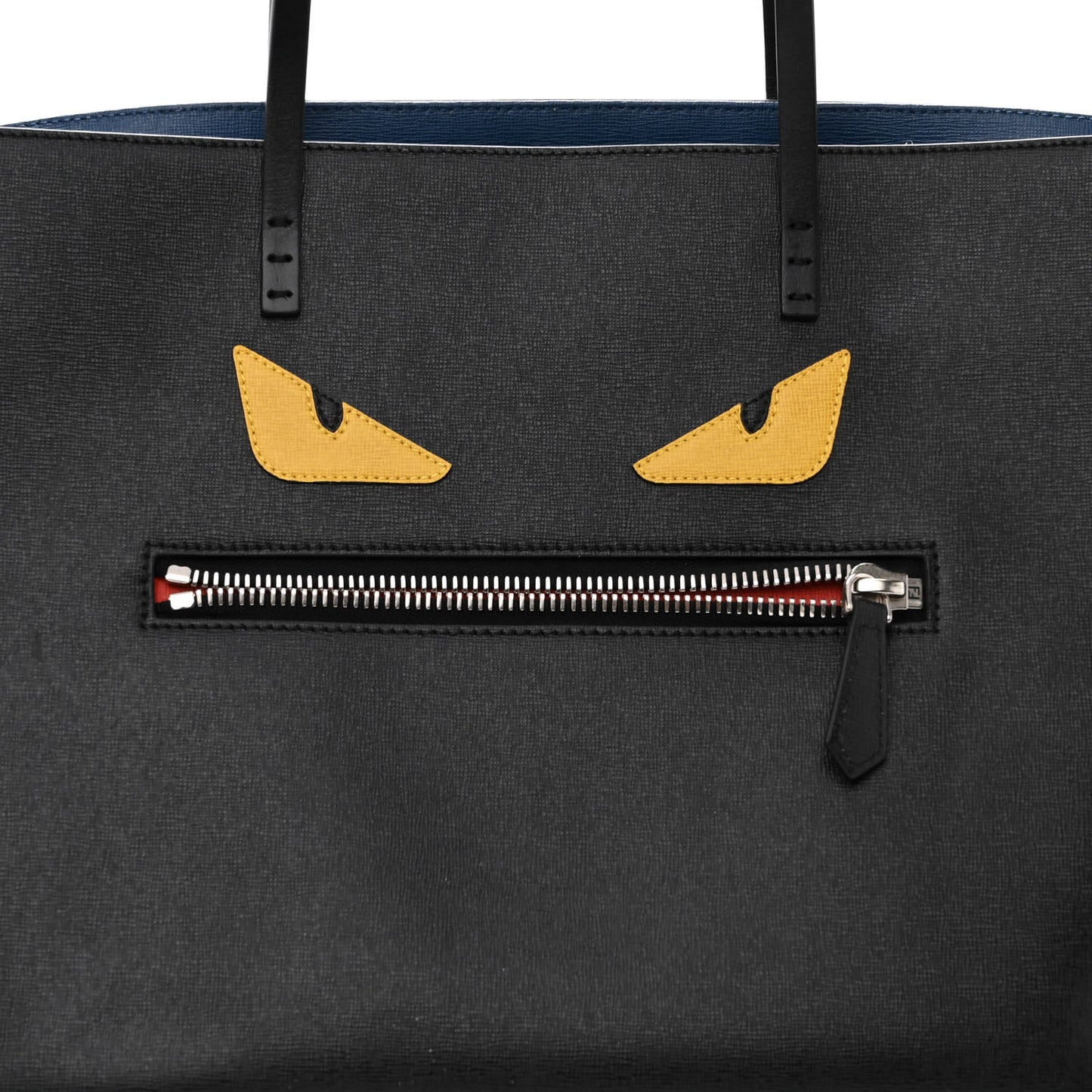 Vitello Elite Cuoio Monster Buggies Medium Roll Tote Black Multicolor Blue Cobalto