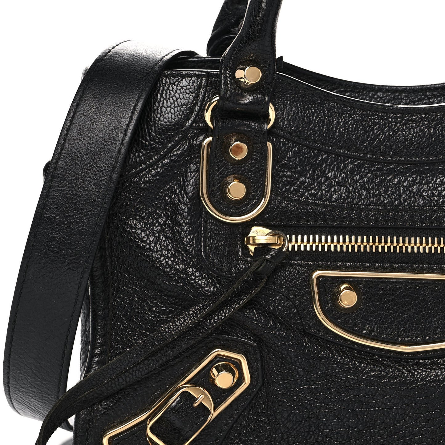 Chevre Gold Metallic Edge Hardware Mini City Black