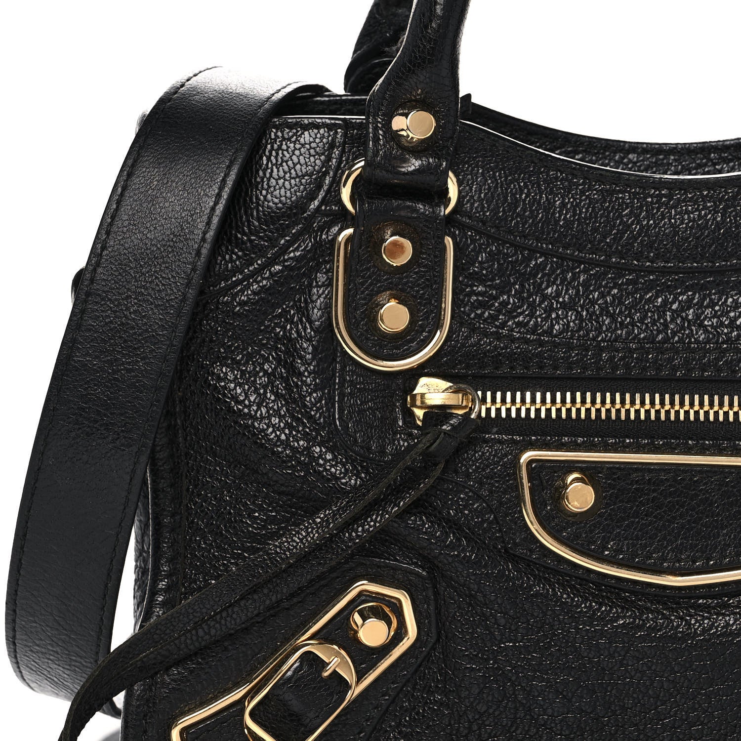 Balenciaga Chevre Gold Metallic Edge Hardware Mini City Black 12 of 13