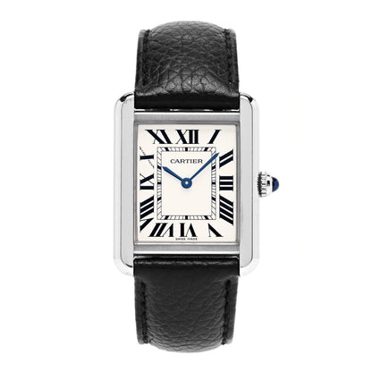 Cartier Stainless Steel Calfskin 24mm Tank Solo Quartz Watch 1 of 5