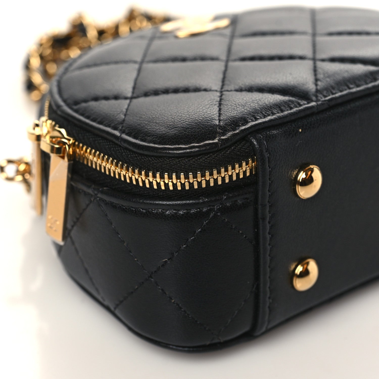 Chanel Lambskin Quilted Mini Chic Riviera Top Handle Vanity Case Black 7 of 9