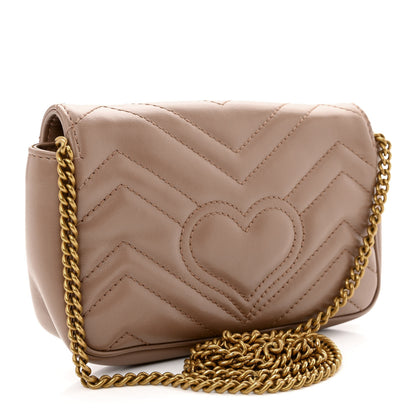 Gucci Calfskin Matelasse Super Mini GG Marmont Shoulder Bag Porcelain Rose 3 of 12