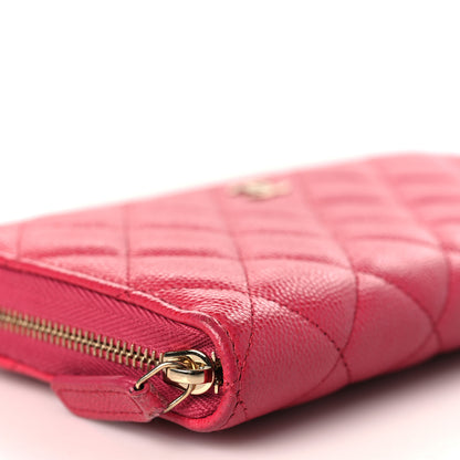 Chanel Caviar Quilted Large Gusset Zip Around Wallet Fuchsia 9 of 10