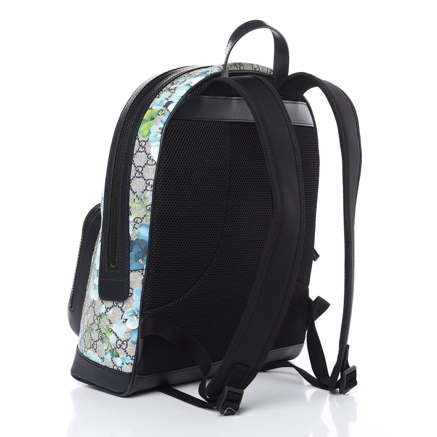 GG Supreme Monogram Blooms Medium Day Backpack Beige Blue Navy