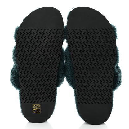 Hermes Woolskin Womens Chypre Sandals 40 Vert Anglais 5 of 8