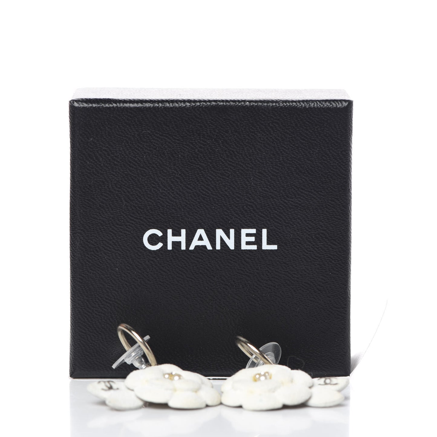 Textured CC Crystal Pearl Camellia Drop Earrings White