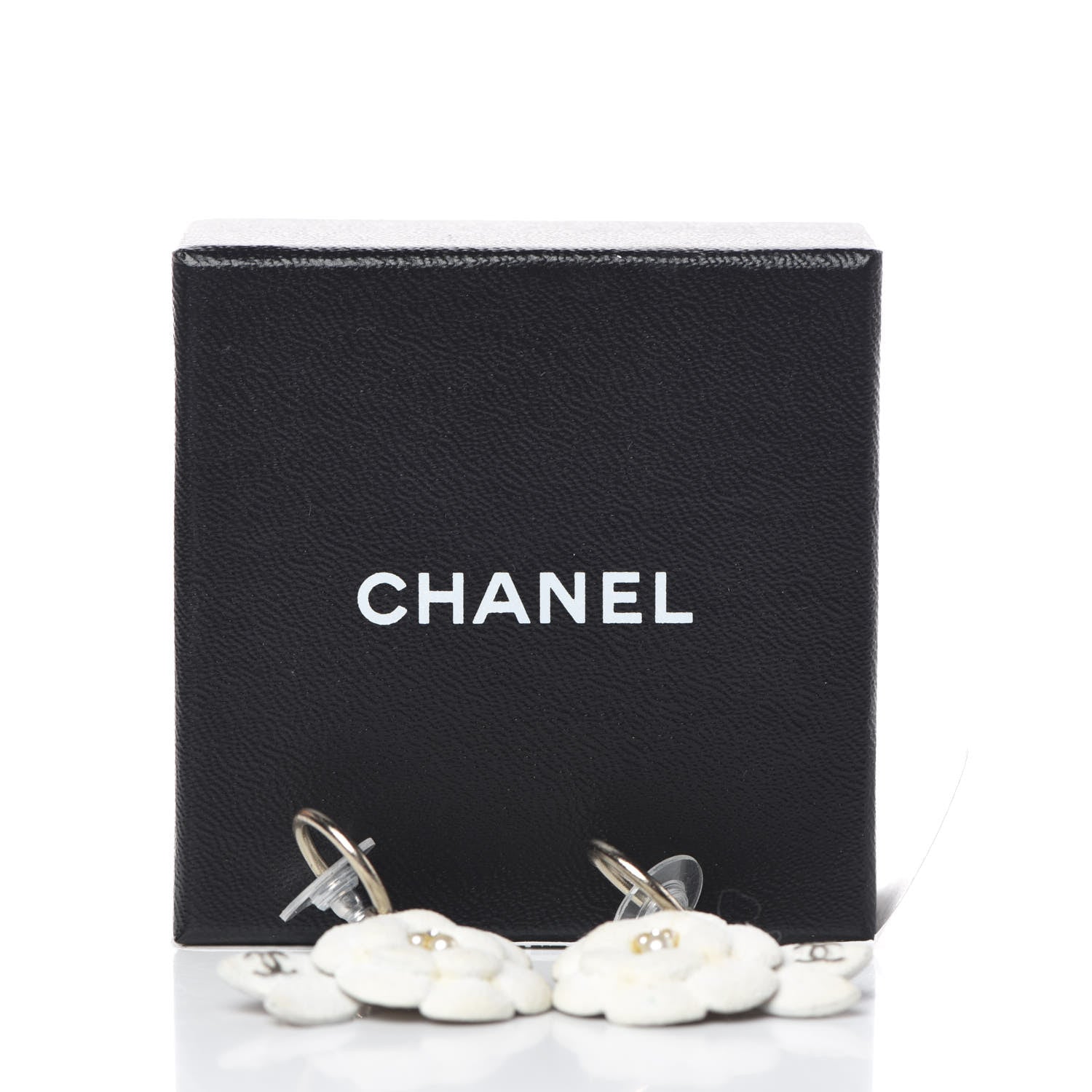 Chanel Textured CC Crystal Pearl Camellia Drop Earrings White 5 of 5
