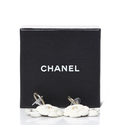 Chanel Textured CC Crystal Pearl Camellia Drop Earrings White 5 of 5