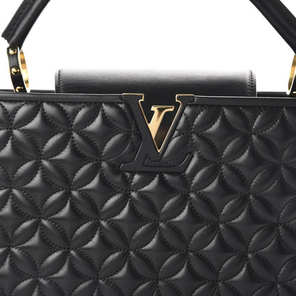 Louis Vuitton Lambskin Quilted Flower Capucines PM Black 9 of 10