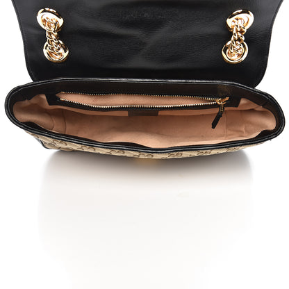 Gucci Monogram Matelasse Diagonal Small GG Marmont Shoulder Bag Beige Black 5 of 14