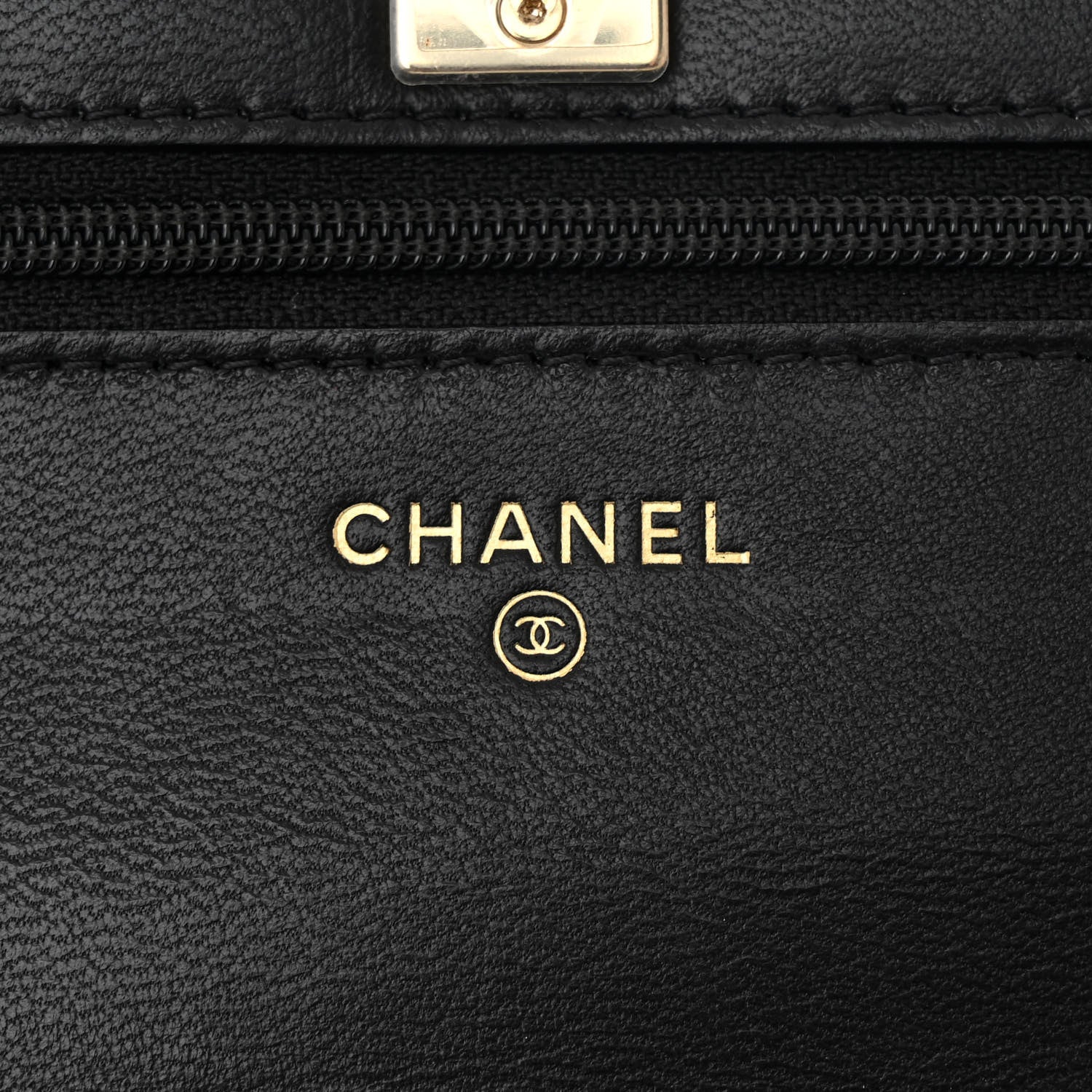 Chanel Lambskin Enamel Quilted Pearl Crush Wallet On Chain WOC Black 6 of 12