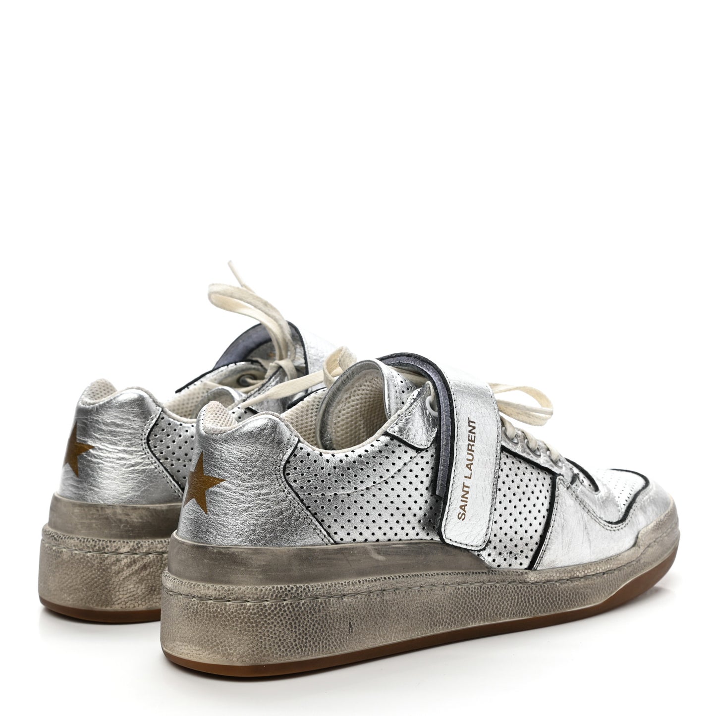 Calfskin Perforated Womens SL24 Sneakers 37 Argento