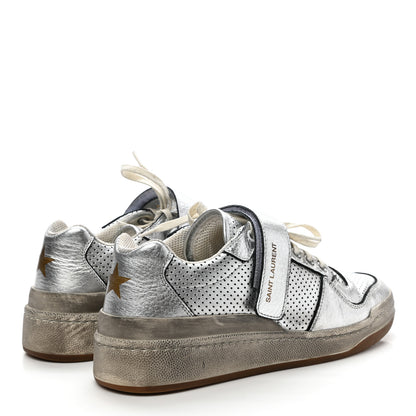 Saint Laurent Calfskin Perforated Womens SL24 Sneakers 37 Argento 4 of 11