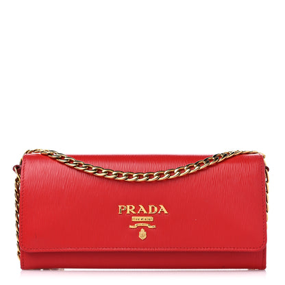 Prada Vitello Move Metal Oro Chain Wallet Lacca 1 of 13