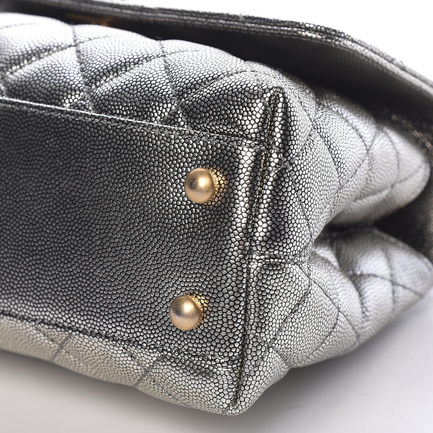 Chanel Metallic Caviar Quilted Mini Coco Handle Flap Silver 10 of 10