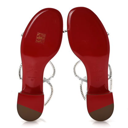 Christian Louboutin Specchio PVC Crystal Simple Queenie Sandals 39 Silver 6 of 9