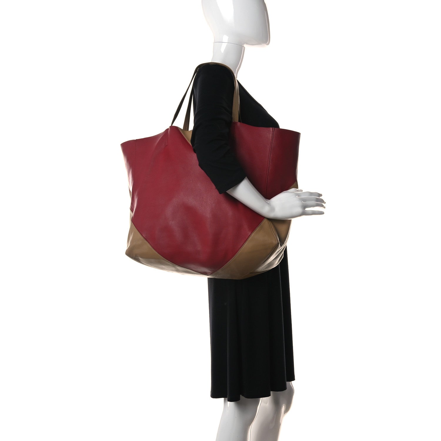 Celine Lambskin Horizontal Bi-Color Coeur Cabas Raspberry Butter 2 of 9