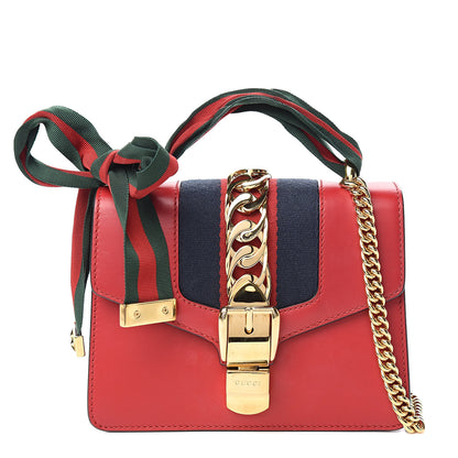 Gucci Calfskin Mini Sylvie Chain Shoulder Bag Hibiscus Red 1 of 10