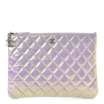 Chanel Iridescent Crumpled Calfskin Medium Cosmetic Case White 1 of 8