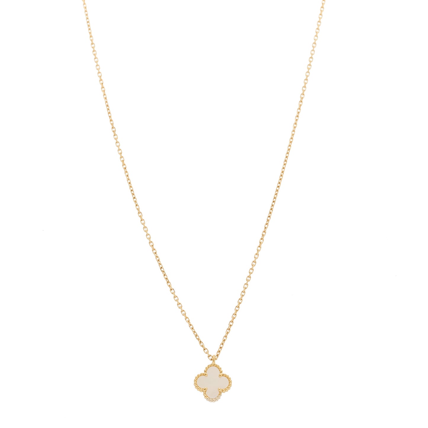 18K Yellow Gold Mother of Pearl Sweet Alhambra Pendant Necklace