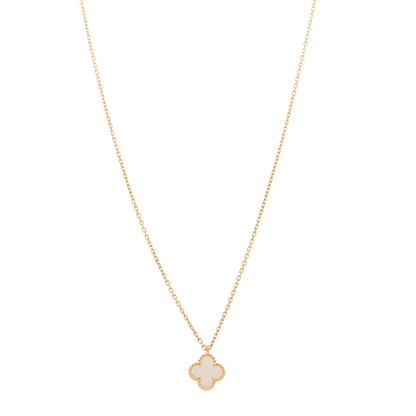 Van Cleef & Arpels 18K Yellow Gold Mother of Pearl Sweet Alhambra Pendant Necklace 1 of 5