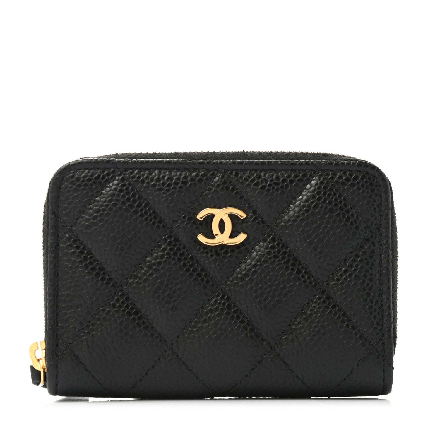 Caviar Quilted Classic Zipped Coin Purse Black