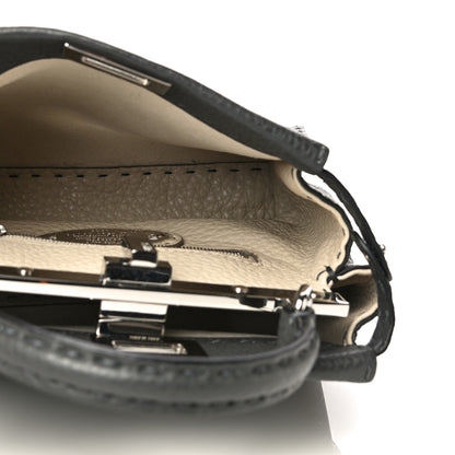 Fendi Cuoio Romano Selleria Bi-Color Mini Peekaboo Iconic Satchel Asfalto Latte 6 of 12