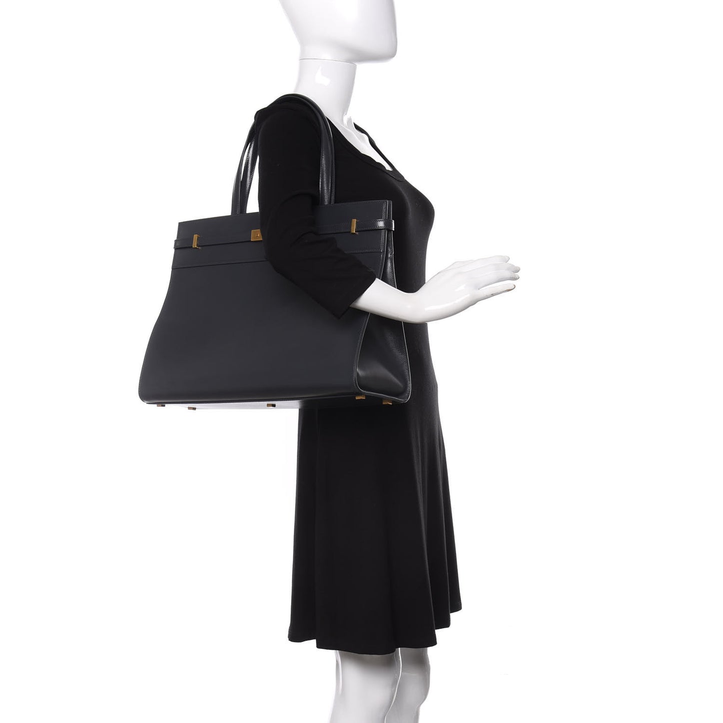 Calfskin Medium Manhattan Shopper Tote Grey