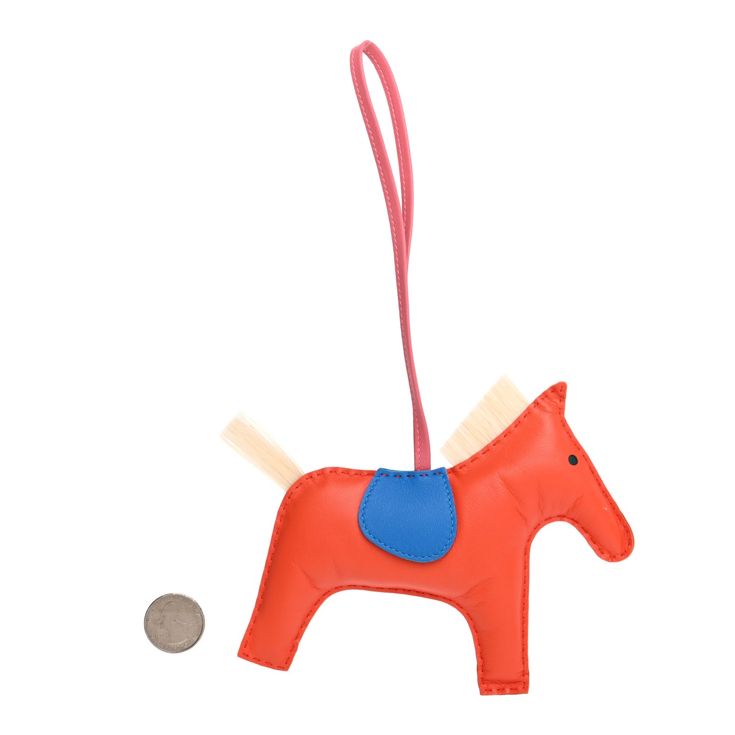 Milo Lambskin Horsehair Grigri Rodeo Horse GM Bag Charm Orange Poppy Bleu Zanzibar Rose Azalee