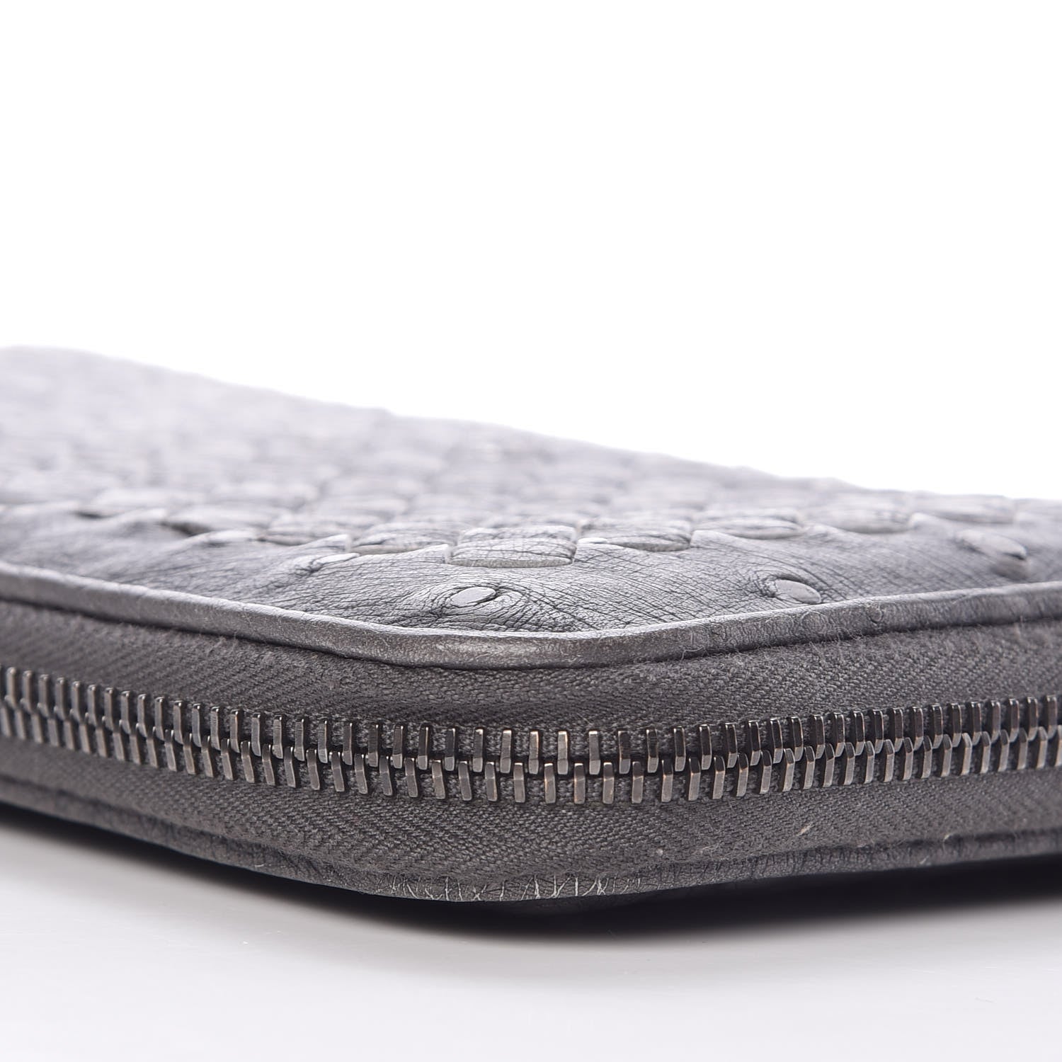 Bottega Veneta Ostrich Intrecciato Zip Around Wallet Ardoise 10 of 11