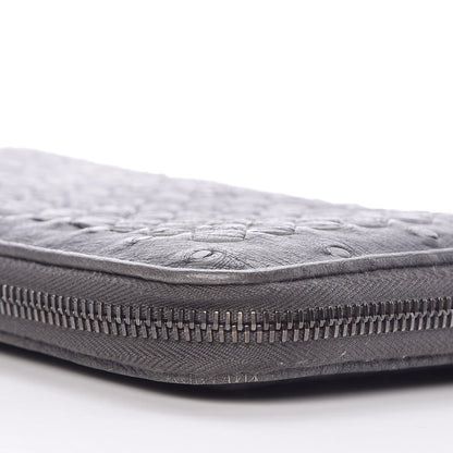 Bottega Veneta Ostrich Intrecciato Zip Around Wallet Ardoise 10 of 11