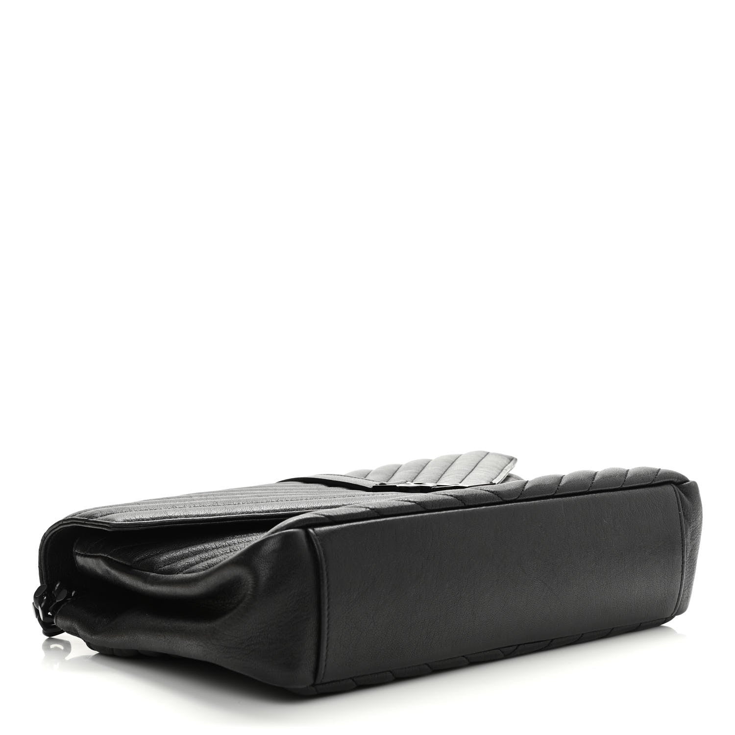 Saint Laurent Sheepskin Matelasse Chevron Monogram Monochrome Large College Satchel Black 4 of 9