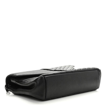 Saint Laurent Sheepskin Matelasse Chevron Monogram Monochrome Large College Satchel Black 4 of 9