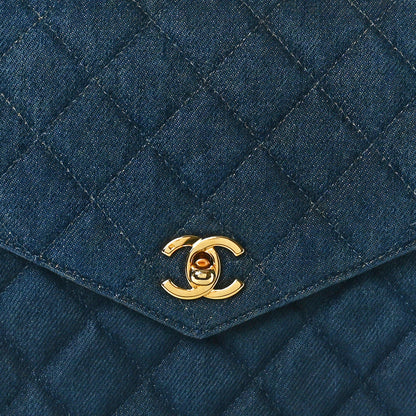 Chanel Denim Quilted Kelly Flap Bag Blue 8 of 10