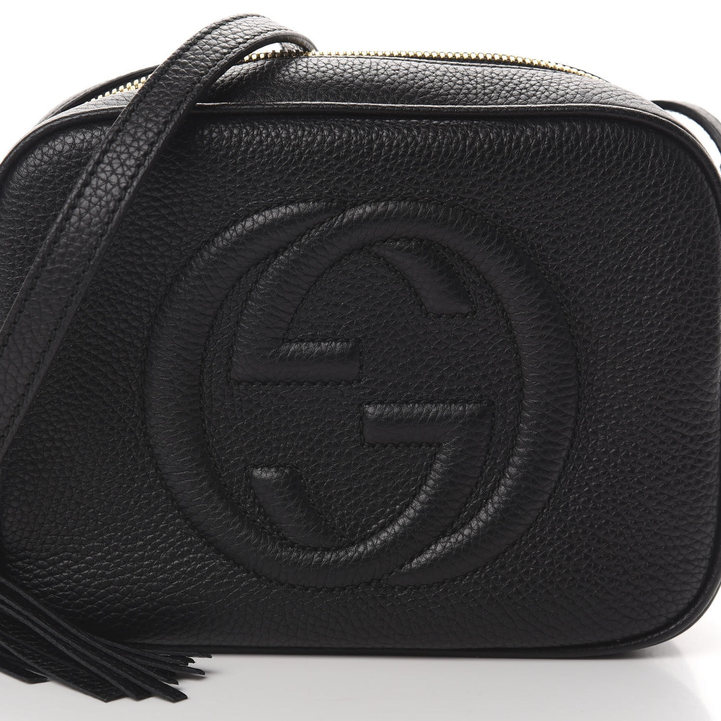 Pebbled Calfskin Small Soho Disco Bag Black