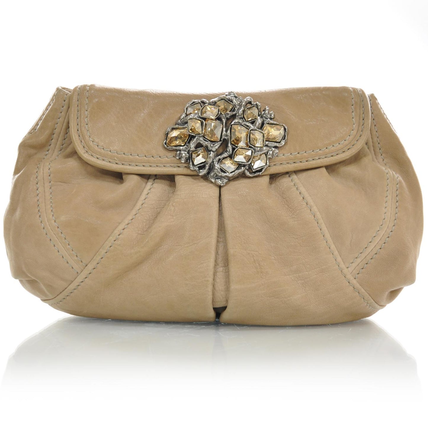 Wrinkled Leather Clutch Pink