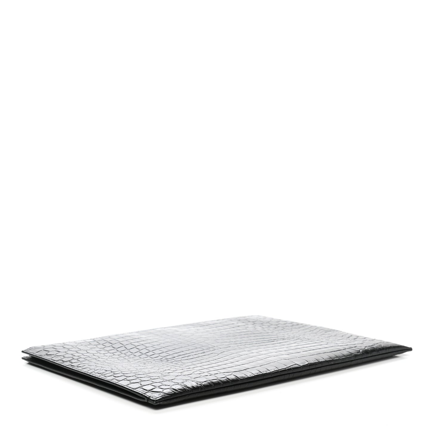 Calfskin Crocodile Embossed Document Holder Black